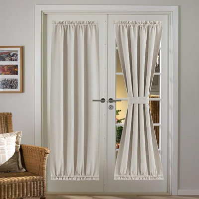 Panneau de rideau occultant en lin synthétique pour porte française avec rideaux à passe-tringle isolants pour porte de salon avec porte en verre W36 X L72, Angora, NICETown
