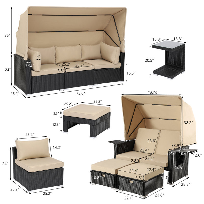 8 - Person Modular Patio Conversation Sets with Cushions