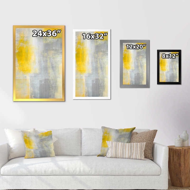 Art moderne gris et bleu II 2FDP47717, Cadre argenté, H 36 po x l 24 po x P 1 po