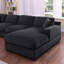 Canapé modulaire en chenille gris anthracite à 5 places avec méridienne orientée vers la droite, console d'angle, 1 portique et un port de charge, hauteur de 19,5 po, 3 coussins décoratifs avec porte-gobelets de 128 po de largeur, coussins, coussins amovibles et de dossier