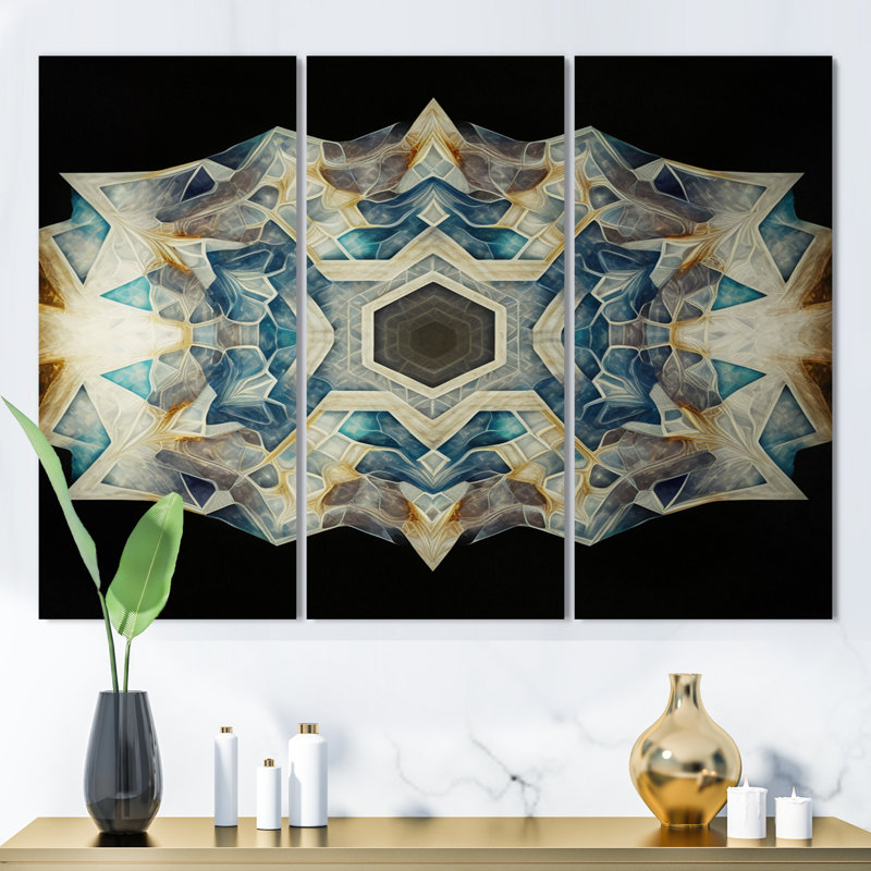 Sacrée géométrie dans des tons de couleurs rétro - impression sur toile 3 pièces, H 20 po x l 36 po x P 1 po, Toile tendue