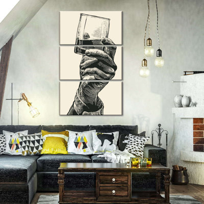 Ensemble de 3 pièces Whiskey In Hand On Canvas