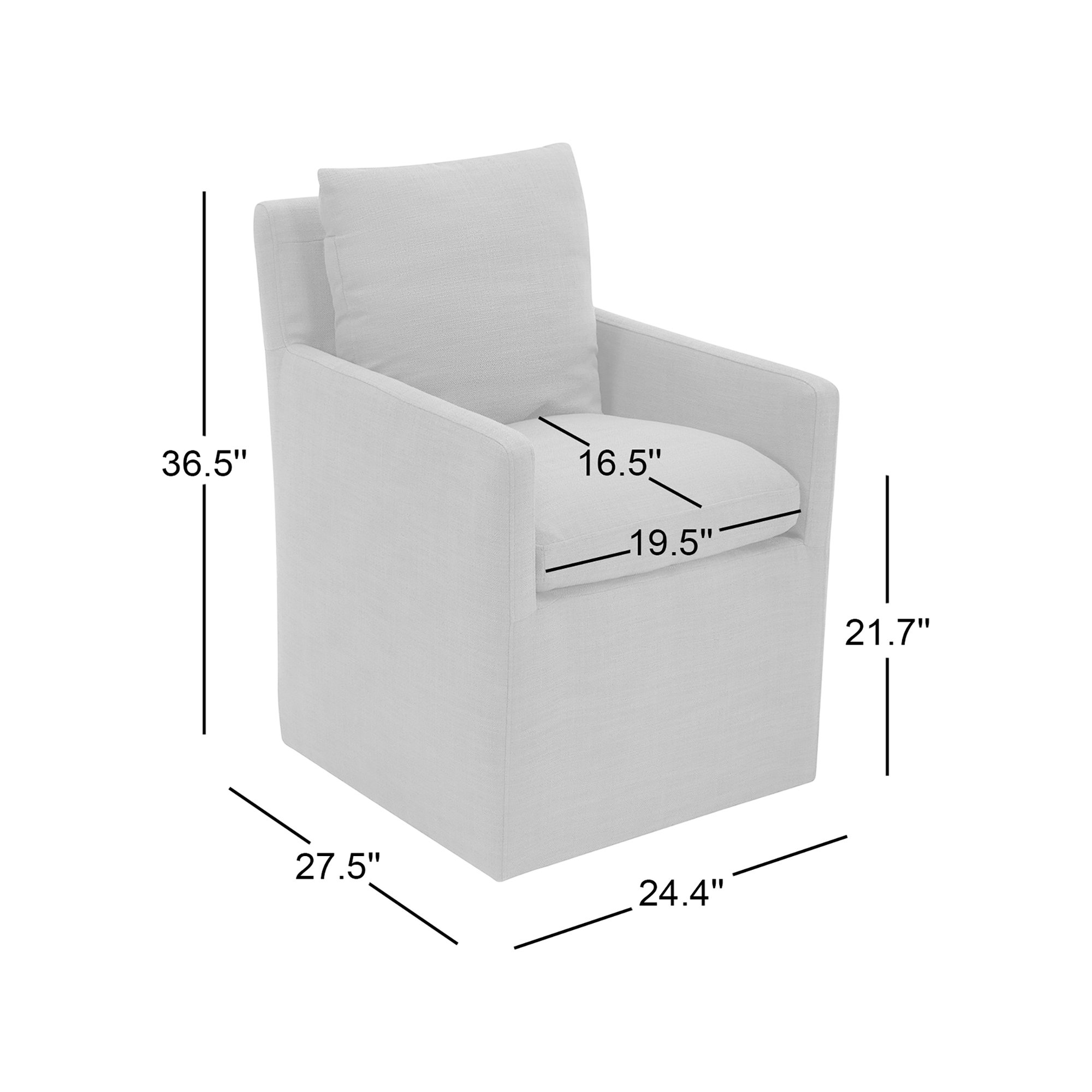 Alayaa Upholstered Arm Chair, Effie Gray Performance Linen