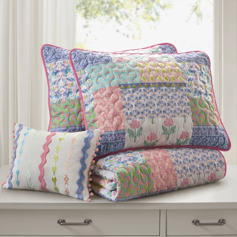 Reversible 4-piece Bedding Sets, Lightweight Polyester, Patchwork Design, Full/queen Size