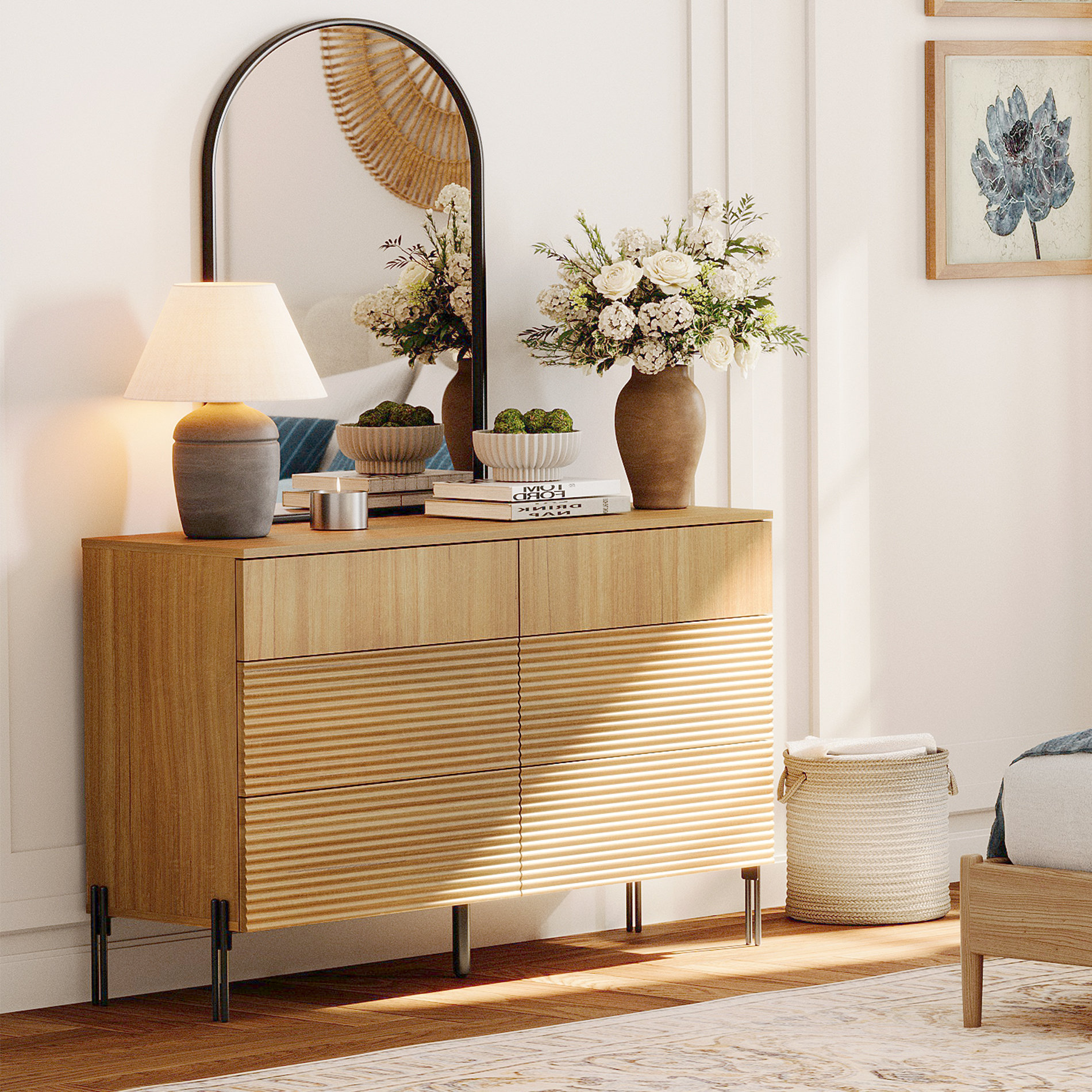 Rectangle A Resser Ebern Designs Minimalist 6-Drawer 47.2