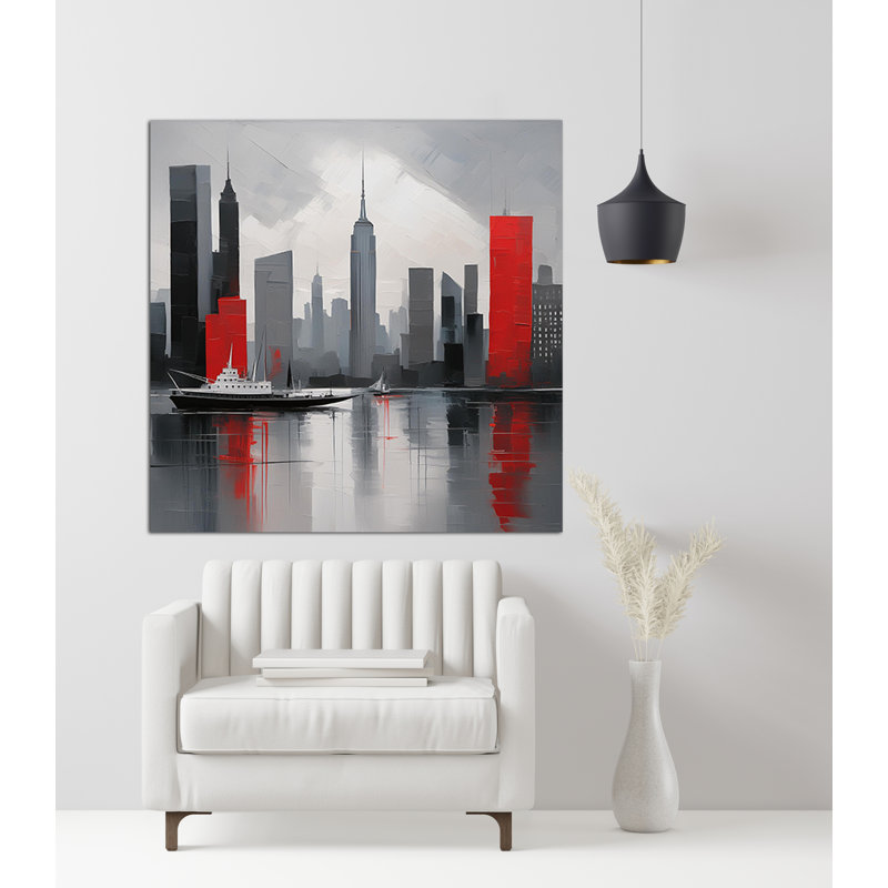 Crimson Skyline, 30" H x 30" W