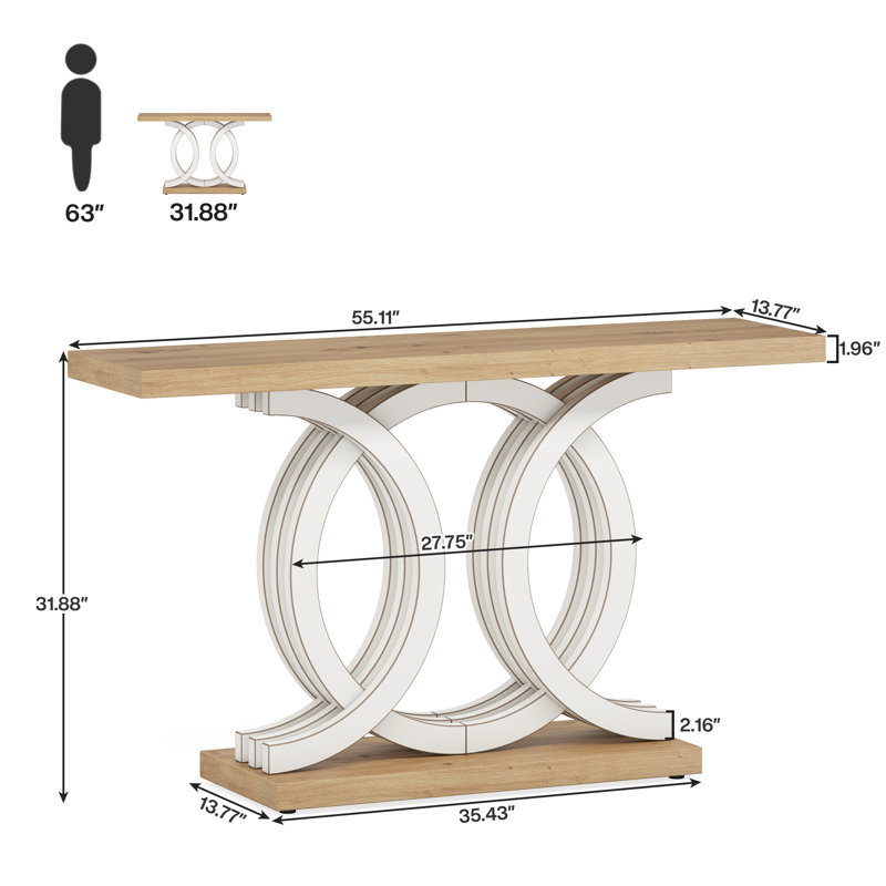 Console en bois 55,11 "Andreafsky, Jaune/blanc