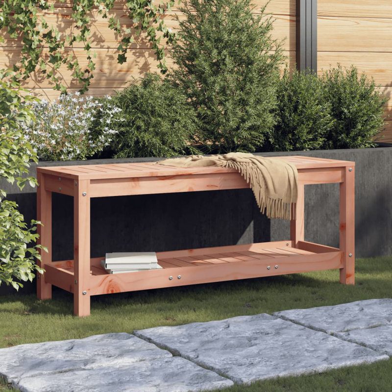 Alzugaray Solid Wood Outdoor Bench, Brown, 45cm H x 108cm W x 35cm D