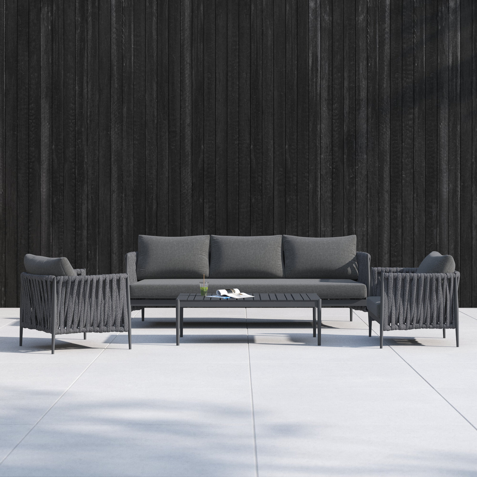 Zeke 4 - Piece Patio Conversation Set, Gray