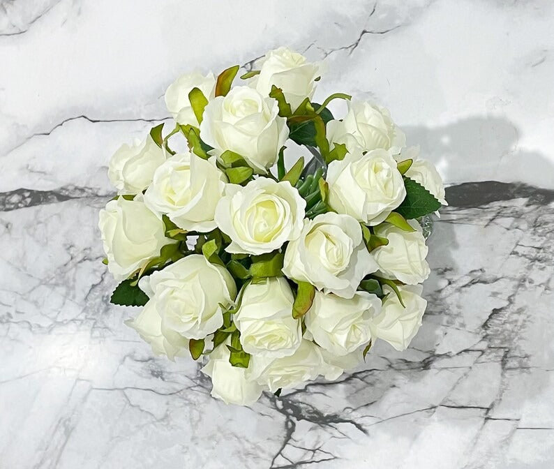 Silk Roses Arrangement in Vase