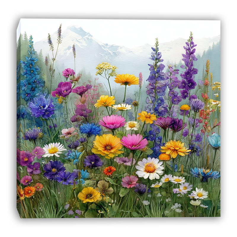 Art mural sur toile Mountain Garden Bloom, H 30 po x l 30 po x P 1,5 po