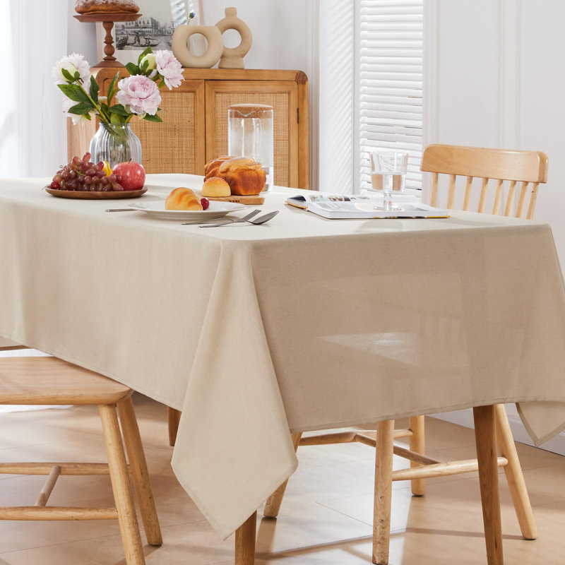 Wrinkle Resistant Waterproof Linen Look Tablecloth, Purple, 102" L x 54" W