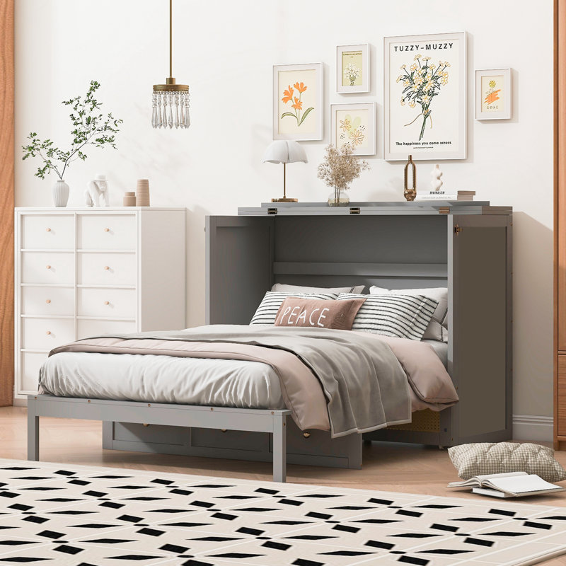 Lit escamotable double avec grands tiroirs, Grey