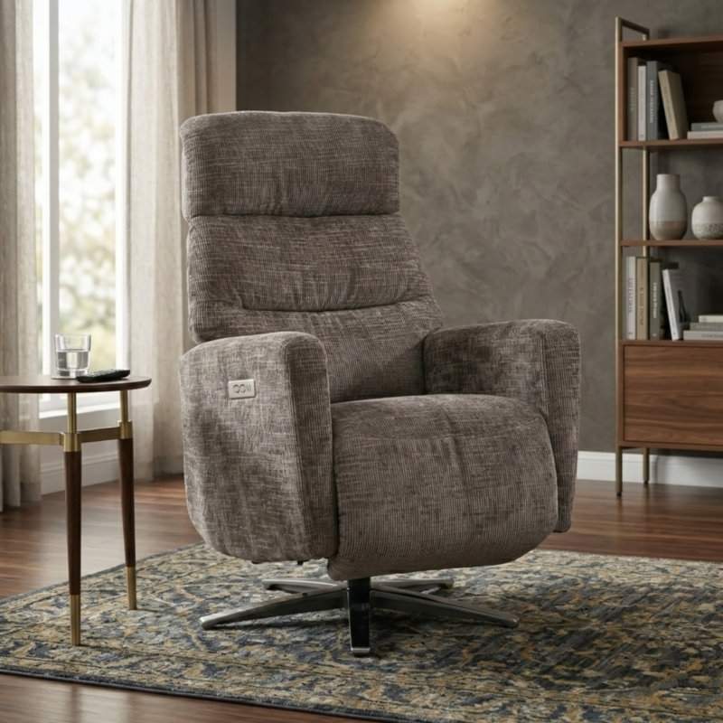 Chandani 68cm Wide Swivel Standard Recliner, Brown