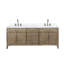 Meuble-lavabo double en chêne blanc 80 po X P 22 po D, dessus en marbre de Carrare et ensemble de robinet-117980376