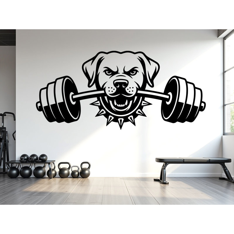 Autocollant mural Labrador Gym , H 12 po x l 24 po, Rose pastel
