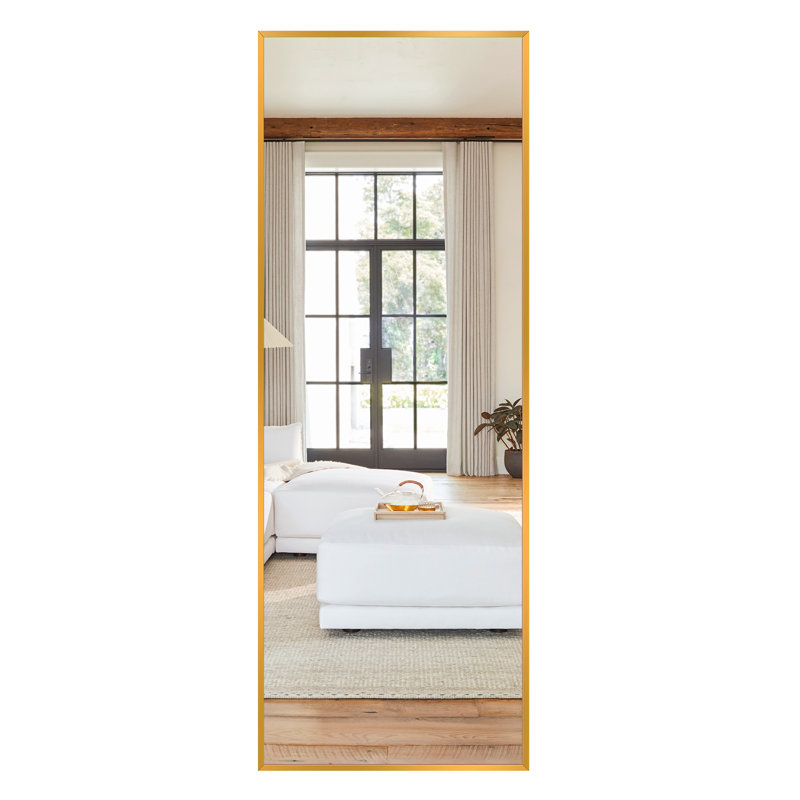 Talma Wood Flat Mirror, 59" H x 19" W, Gold