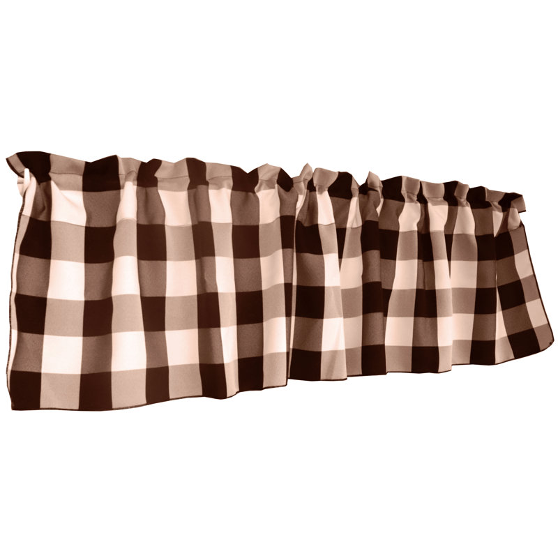 Cantonnière à carreaux sur mesure 58 po, Brun / beige, L 58 po x L 18 po