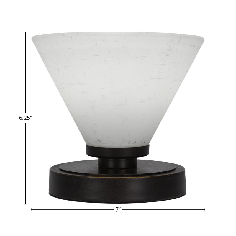 Lampe d'appoint Aneka montrée en granit foncé avec verre mousseline blanc de 7 po