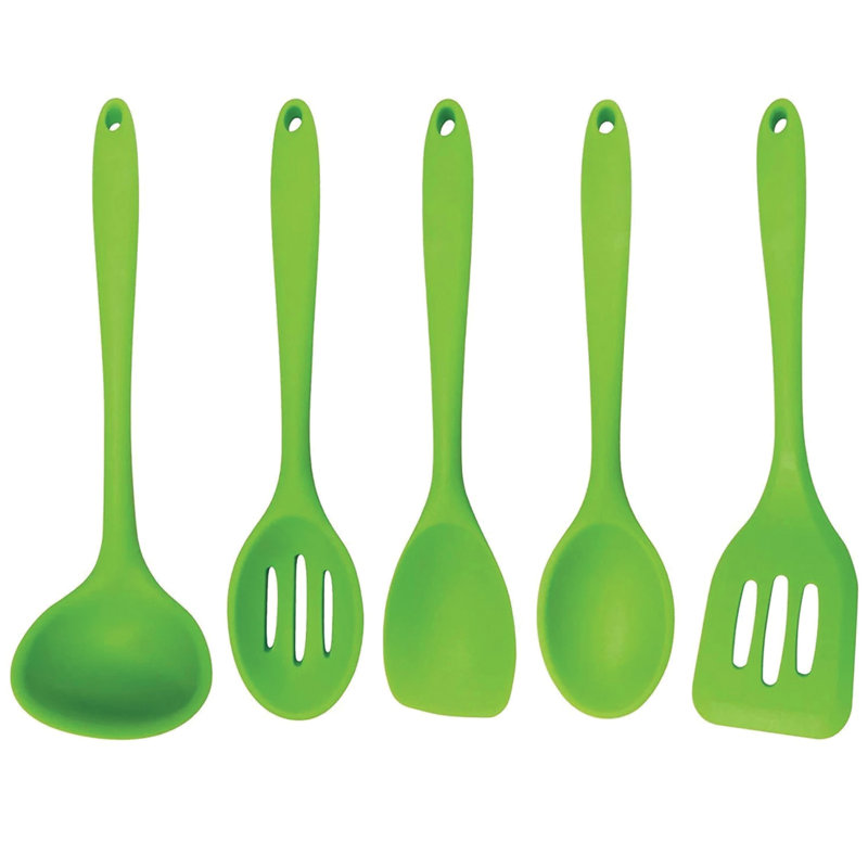 5 ustensiles de cuisine en silicone 5 pièces, Vert