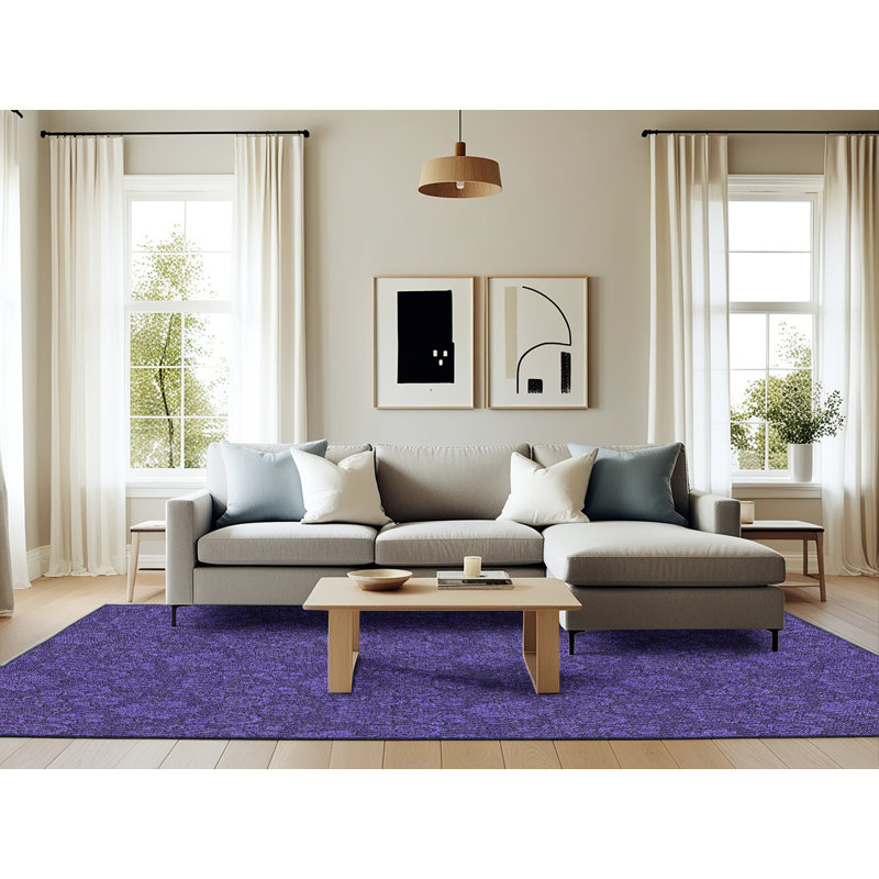 Tapis de zone mauve à motifs Opheim, Rectangle 6 pi x 9 pi