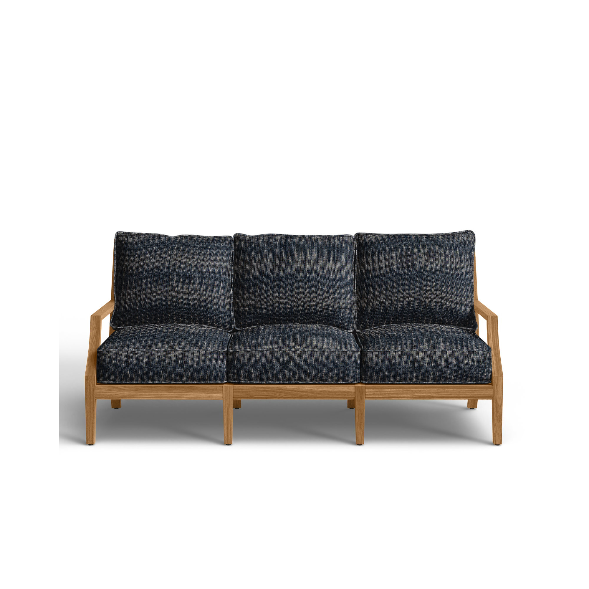 Haley Teak Patio Sofa with Cushions, Canvas Sand, Welt + Standard fill, Natural Teak
