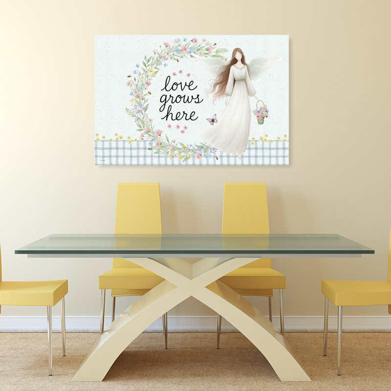«Love Grows Here», art mural abstrait contemporain, H 32 po x l 48 po