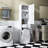 Narrow Tall Laundry Cabinet With Shelves, Tilt-Out Laundry Hamper With 1 Storage Cabinet And 1 Drawer, White