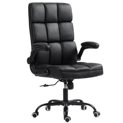 Leather Executive Chair With Adjustable?Flip-Up?Arms by Inbox Zero