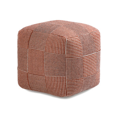 Marta 20" Teak Upholstered Pouf Ottoman