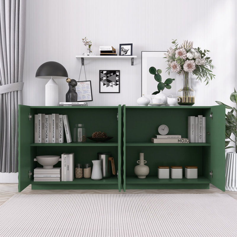 Buffet de rangement moderne avec texture artistique 3D, Vert