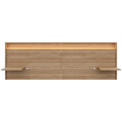 Lido Queen Size Extended Headboard with Integrated Shelves and Lighting