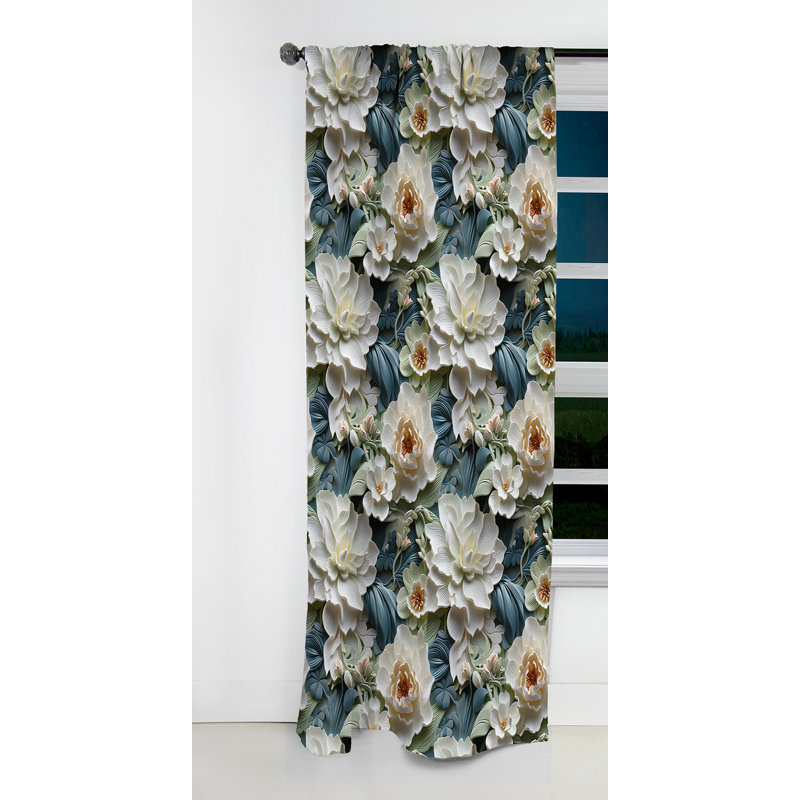 Petal Symphony Blue Damask Harmony II - Rideau damassé - Rideau occultant damassé - 1 panneaux, L 52 po x L 90 po