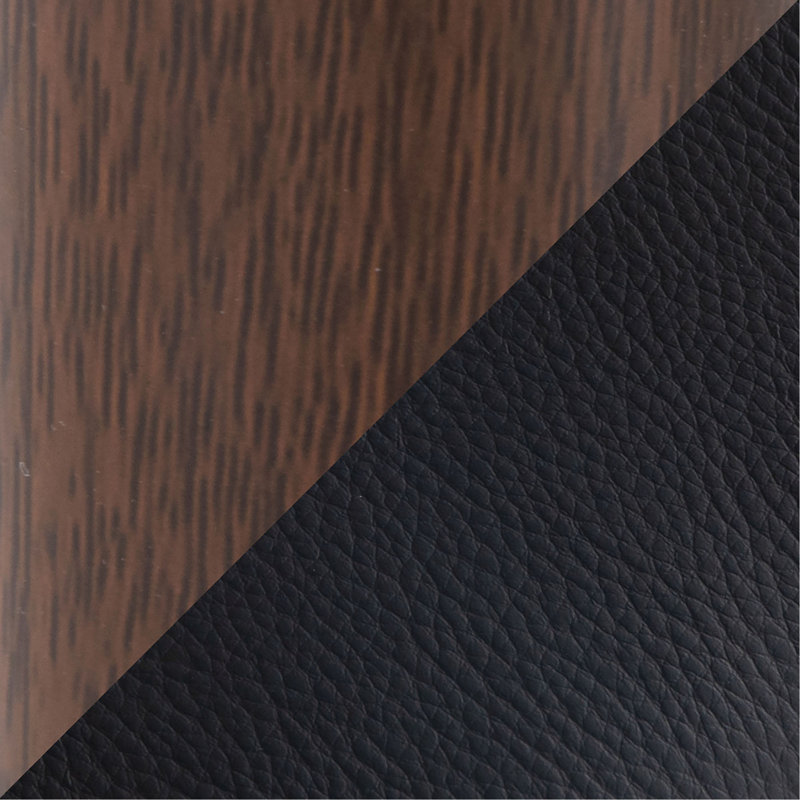 Chaise en métal noyer et similicuir, Noir