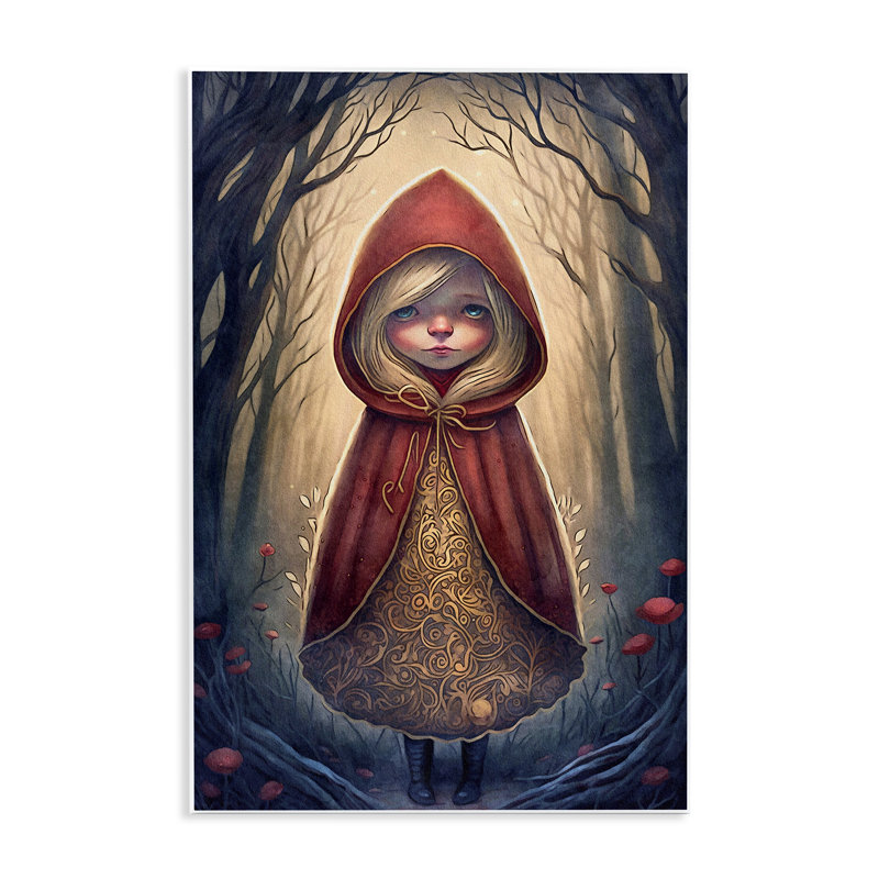 Art mural mystique sur le chaperon rouge par The Dutch Lady, H 15 po x l 10 po