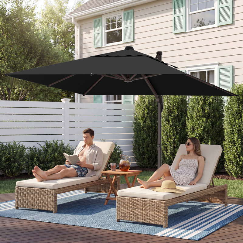 Parasol d'extérieur en porte-à-faux 10 'X 10' avec support à manivelle, L 120 po x P 120 po, Noir