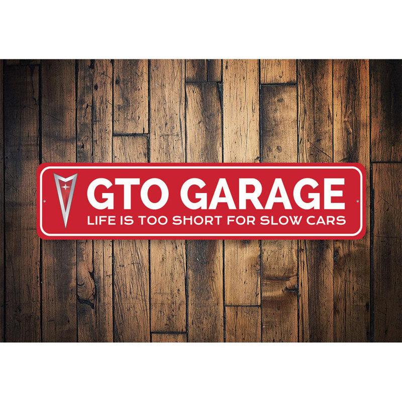 Enseigne en aluminium GTO Garage, H 6 po x l 24 po x P 0,06 po