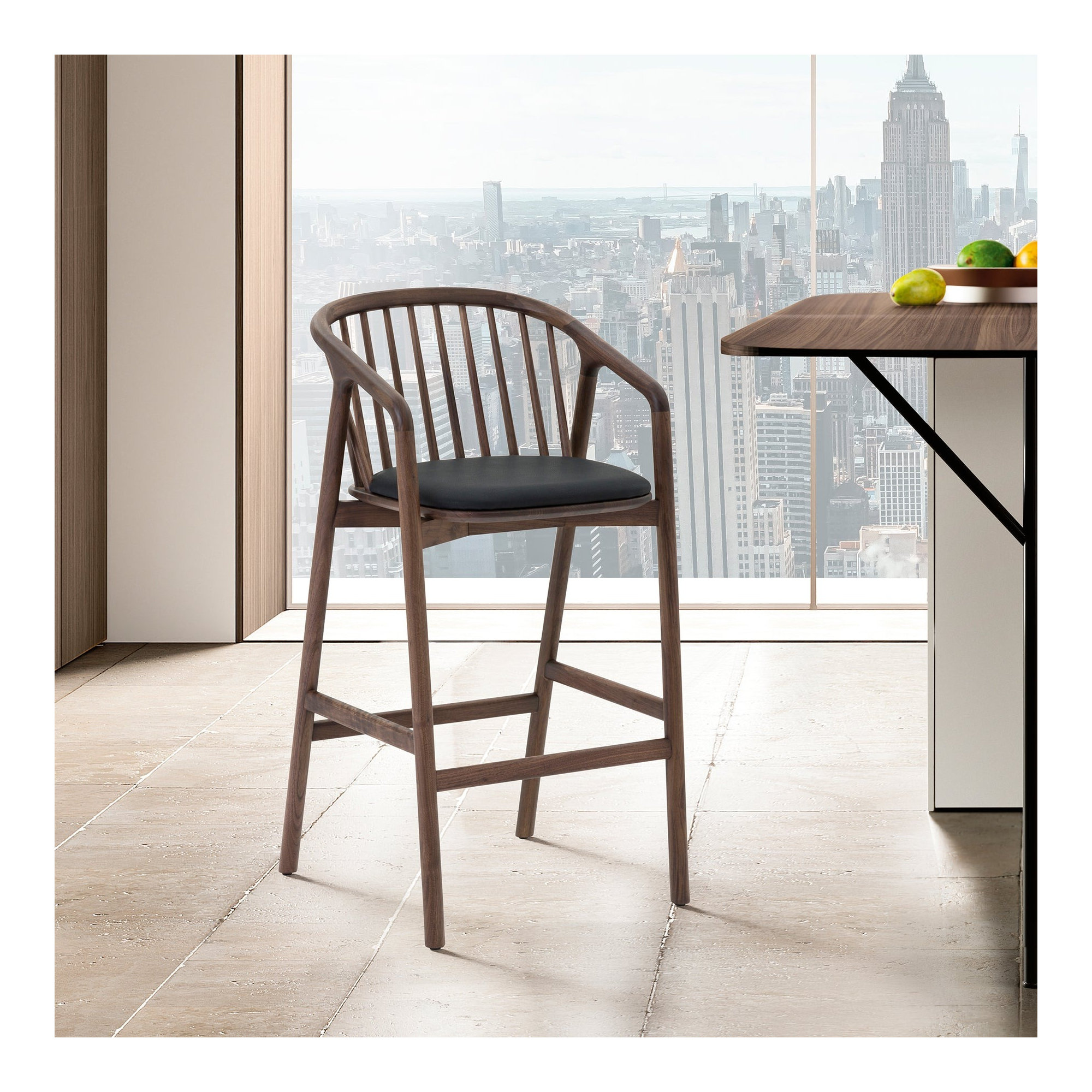 Buffolino Vegan Leather Bar & Counter Stool, Counter Stool (26" Seat Height), Brown
