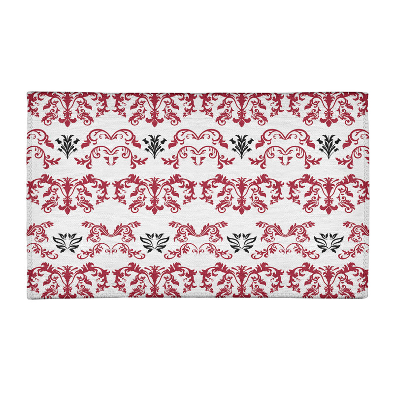 Tapis blanc / rouge Damask, Rectangle 2 pi x 3 pi