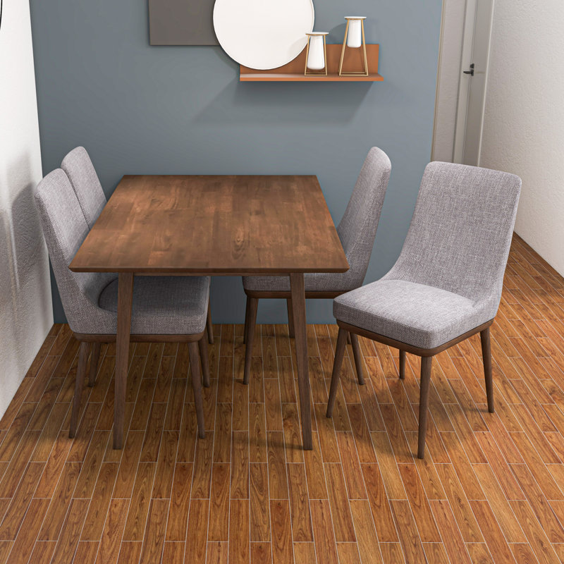Ensemble de salle à manger en bois d'eucalyptus pour 4 personnes Kenzell