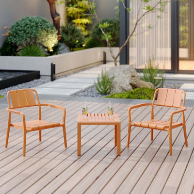 2-Piece PP Single-Seater Chairs + Coffee Table Set – Indoor/Outdoor Multi-Purpose Furniture For Living Room, Balcony, Beach  – Polypropylene