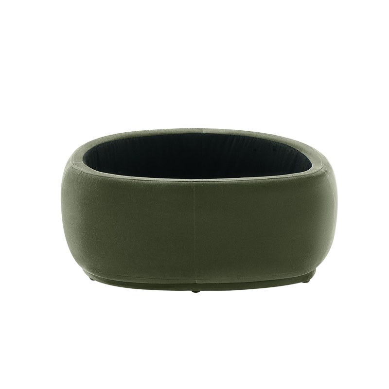 Hoya Oval Velvet Storage Ottoman, Soren Olivine Performance Velvet