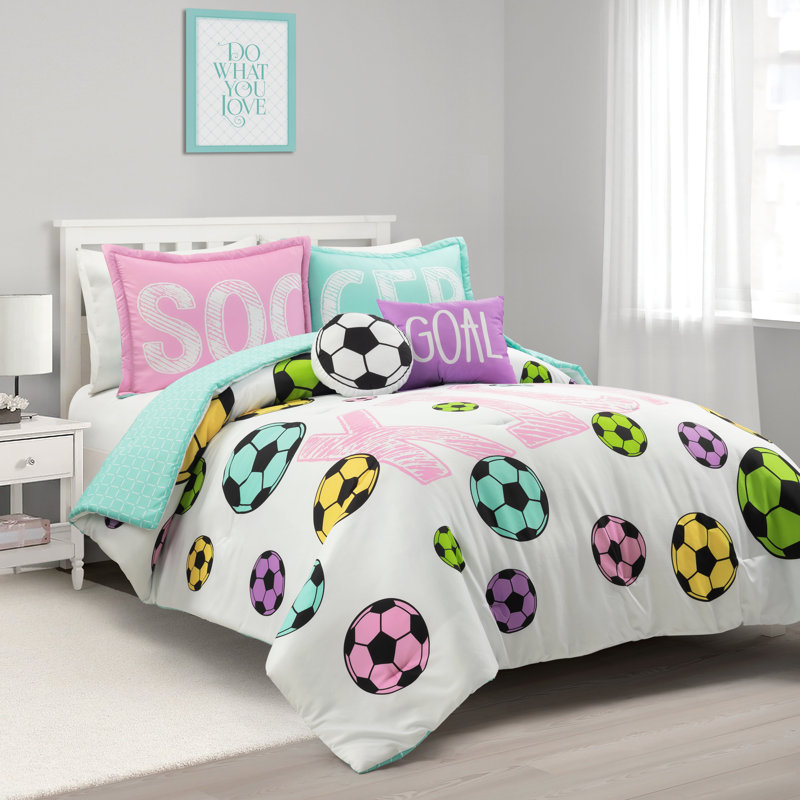 Édredon réversible surdimensionné pour filles Soccer Kick, Blanc, Grand