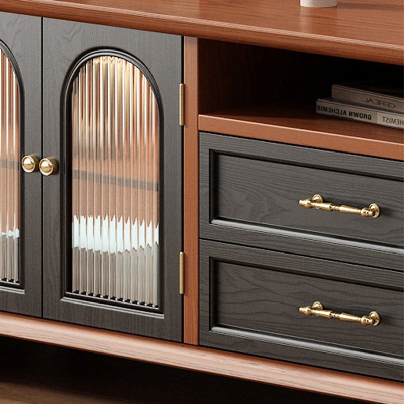 Meuble télé avec cadre en bois massif de style américain, 70.87"