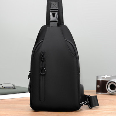 Backpack Large Capacity USB Charging Chest Bag Polyester Cloth Men's Chest Bag Casual Travel Storage Shoulder Crossbody Bag