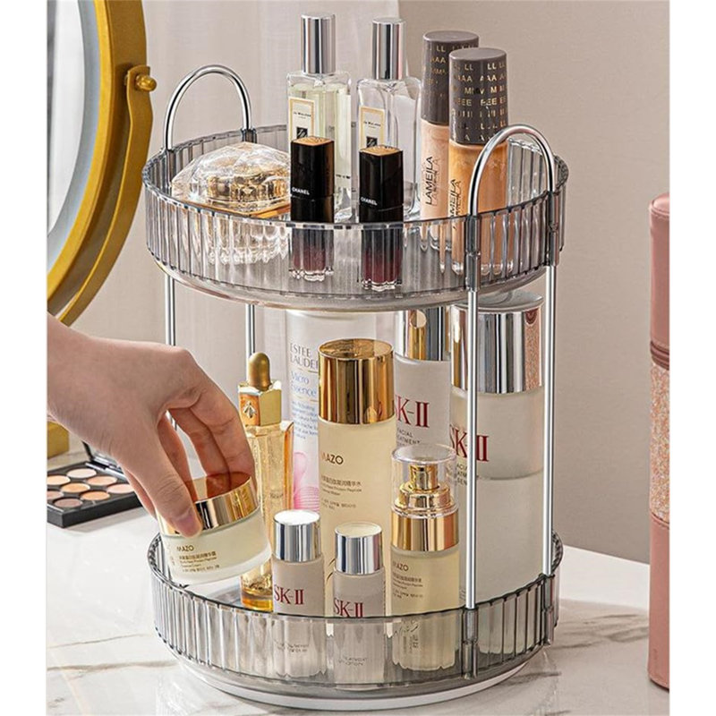 Atos Acrylic 2 Compartment Makeup Organiser, Grey