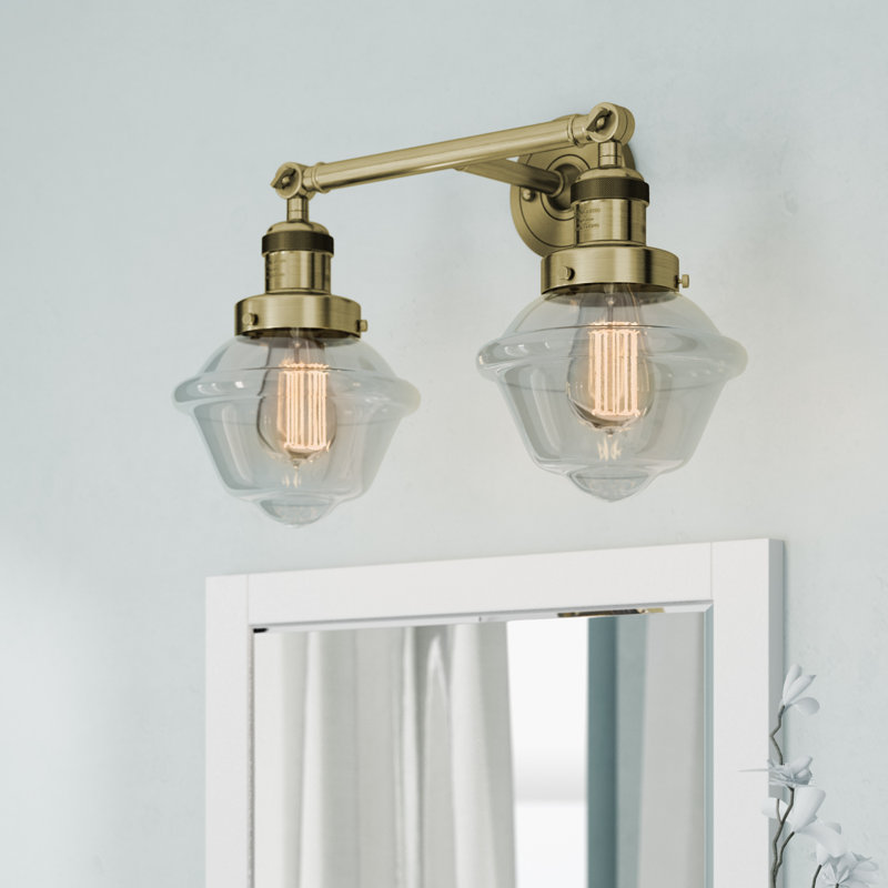Gebhart 2 - Light Dimmable Vanity Light, Antique Brass, 6 Watt Vinage LED Bulb, Clear