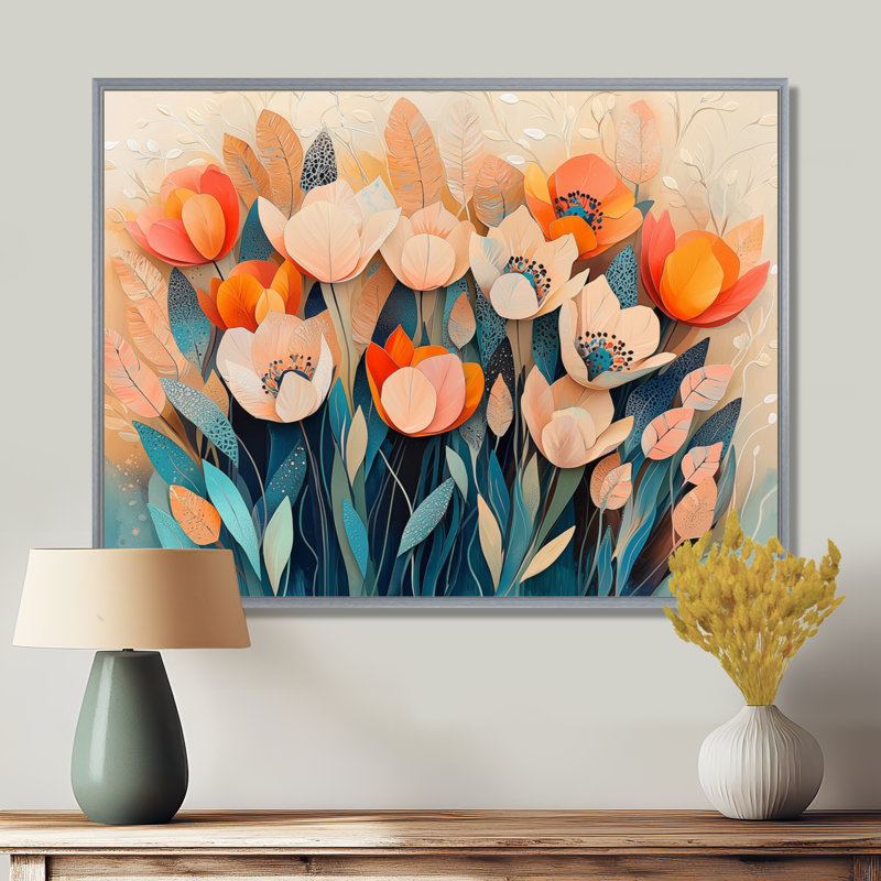«Pastel Colors of Tulips Dream Fragments I», reproduction d'art sur toile Botanicals, H 12 po x l 20 po, Picture Framed