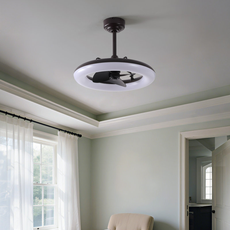 Ventilateur de plafond à DEL à intensité variable et mobile 21,5 po Piero 21,5 po Piero, Bronze espresso foncé, Noir