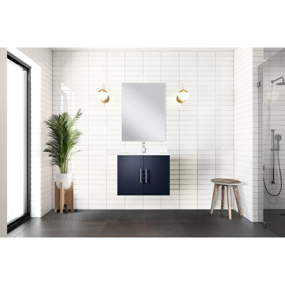 Meuble-lavabo bleu marine l 24 po x P 22 po avec miroir inclus - Rangement spacieux Installation simple et facile à assembler